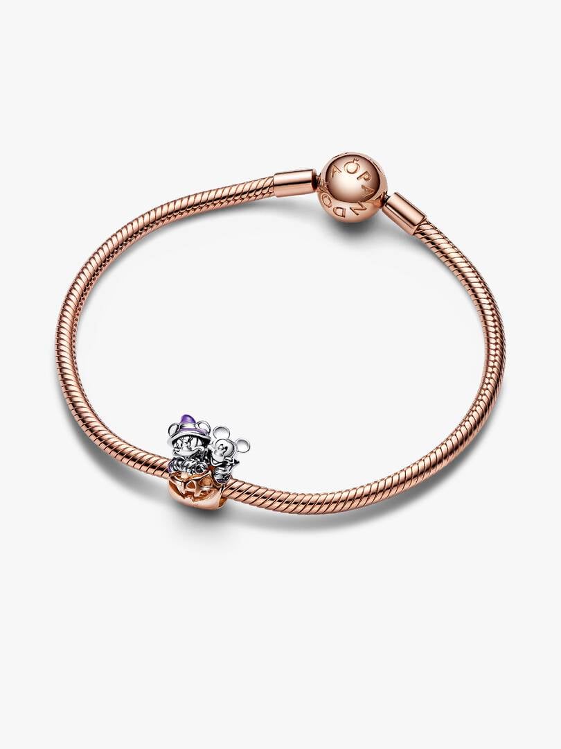 Disney Mickey Mouse & Minnie Mouse Halloween Pumpkin Charm Sterling silver, 14k rose gold plating