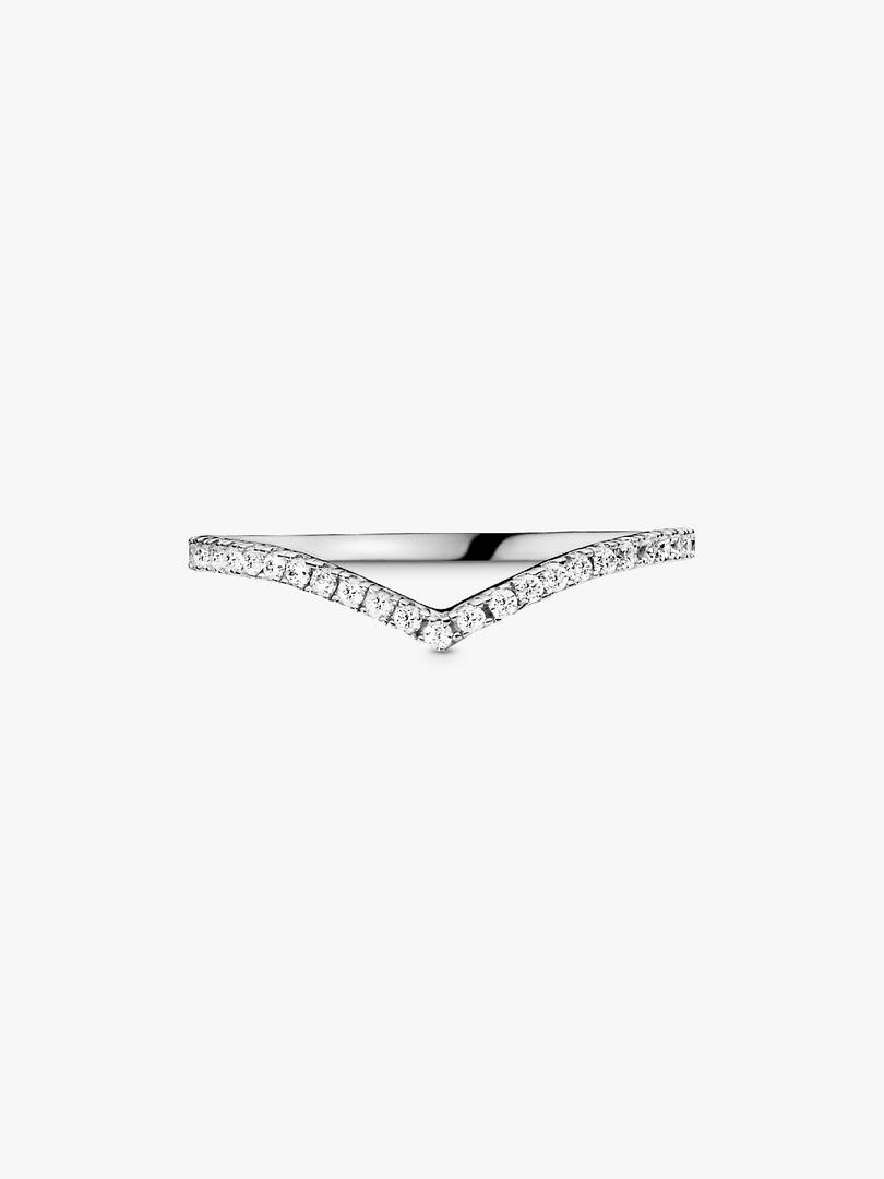 Sparkling Wishbone Ring Sterling silver