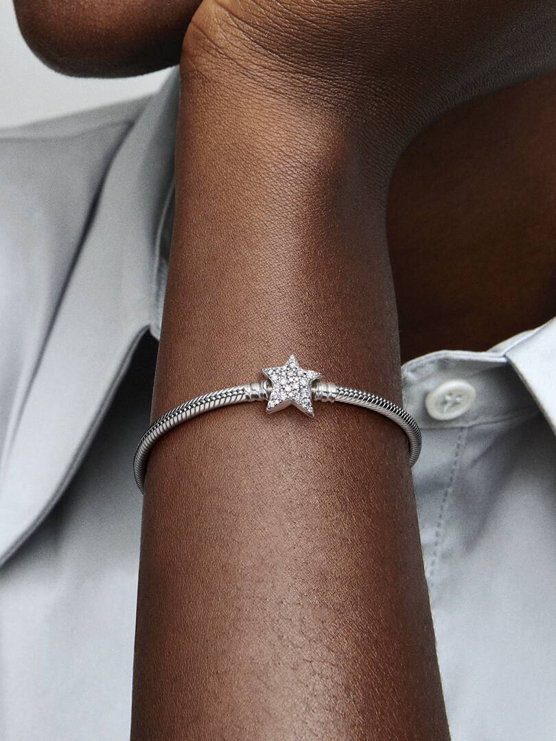 Pandora Moments Asymmetric Star Clasp Snake Chain Bracelet Sterling silver