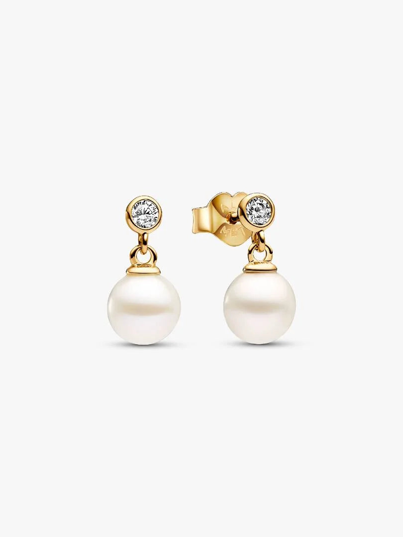 FINAL SALE - Treated Freshwater Cultured Pearl & Stone Drop Earrings 14k gold plating