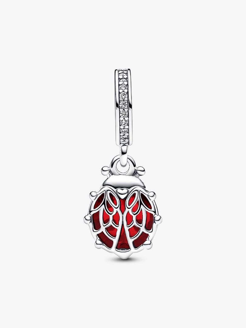 Red Ladybird Dangle Charm Sterling silver