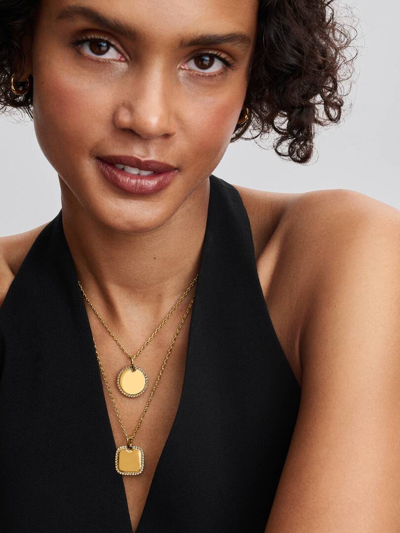 Engravable Round Tag Pendant 14k gold plating