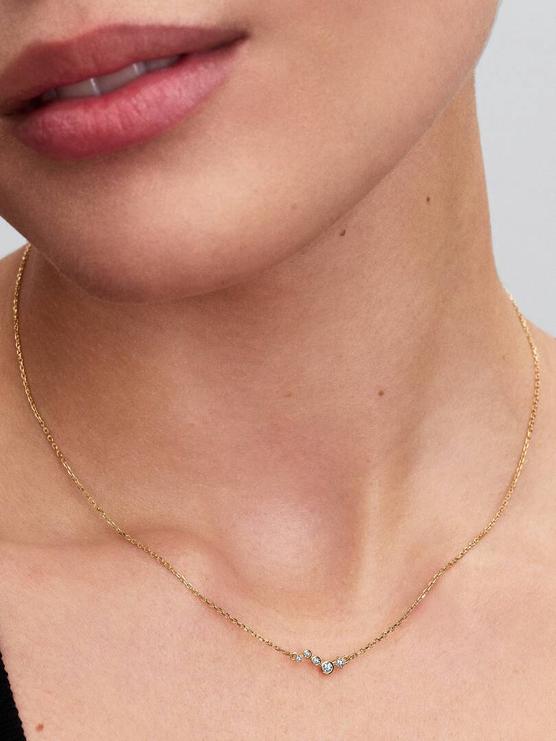 Pandora Era Lab-Grown Diamond Droplet Bar Necklace 0.09 ct TW, 14k gold