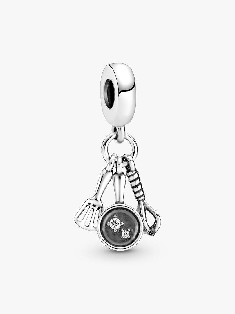 Spatula, Frying Pan & Whisk Dangle Charm Sterling silver