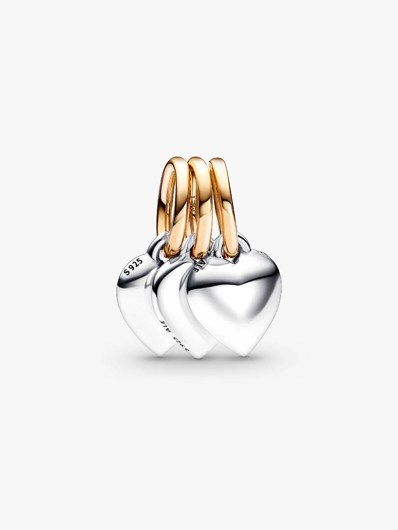 FINAL SALE - Two-tone Splittable Friendship Triple Dangle Charm Sterling silver, 14k gold plating