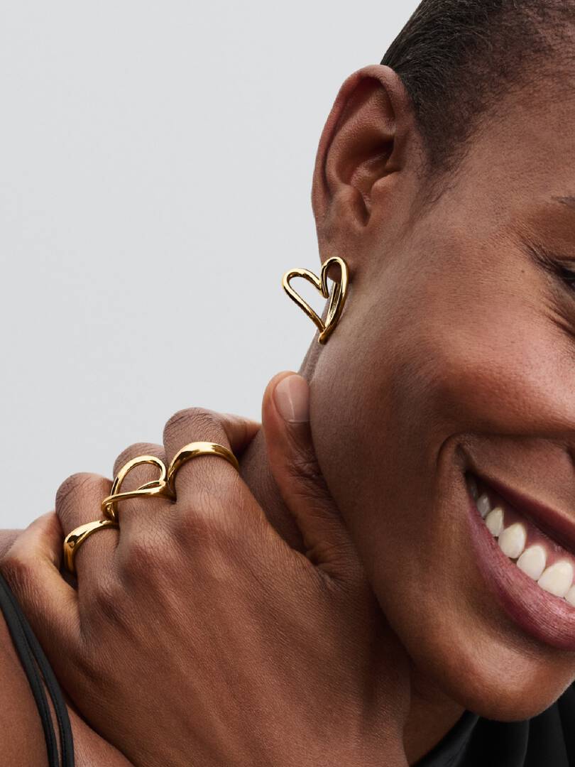 Organically Shaped Heart Hoop Earrings 14k gold plating