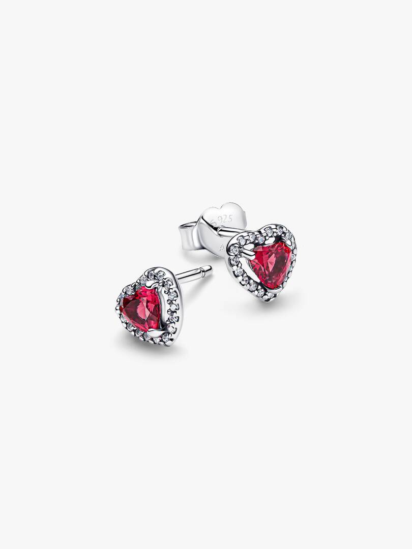 Elevated Red Heart Stud Earrings Sterling silver