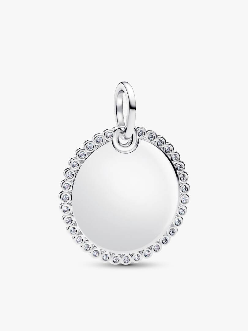 Engravable Sparkling Round Tag Pendant Necklace 2 Quantity