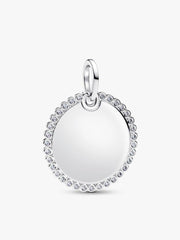 Engravable Sparkling Round Tag Pendant Necklace 2 Quantity