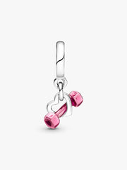 Dumbbell & Heart Dangle Charm Sterling silver
