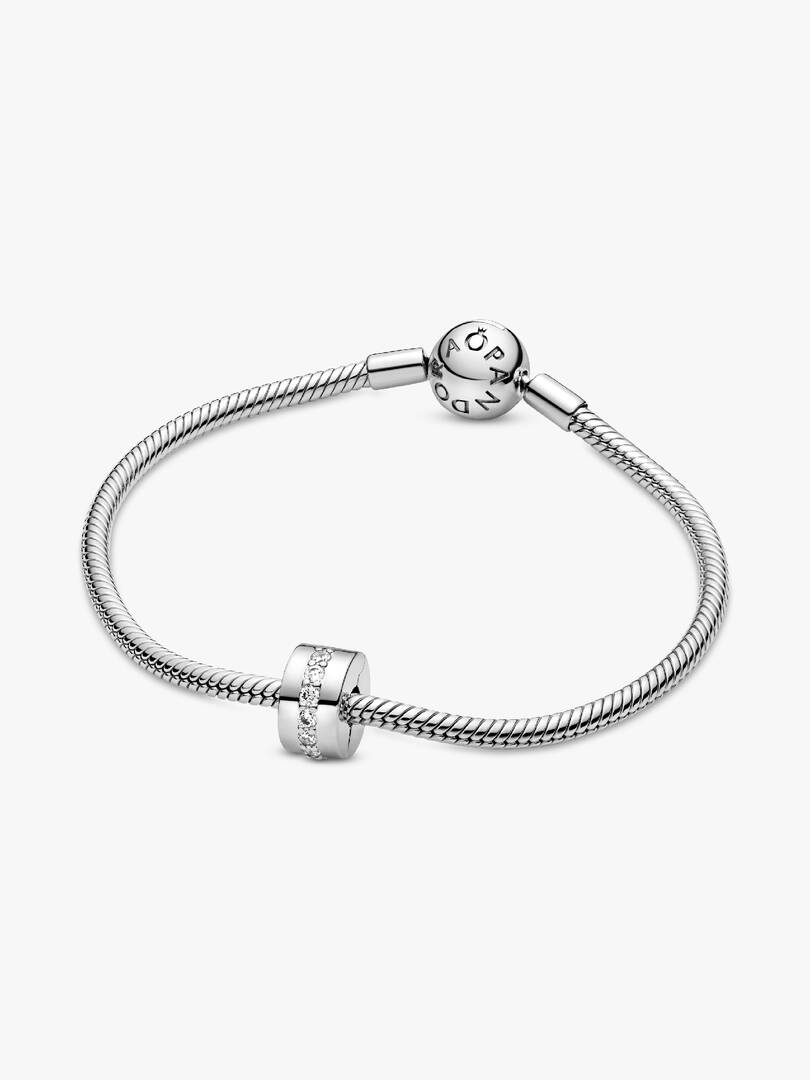 Clear Sparkling Row Clip Charm Sterling silver