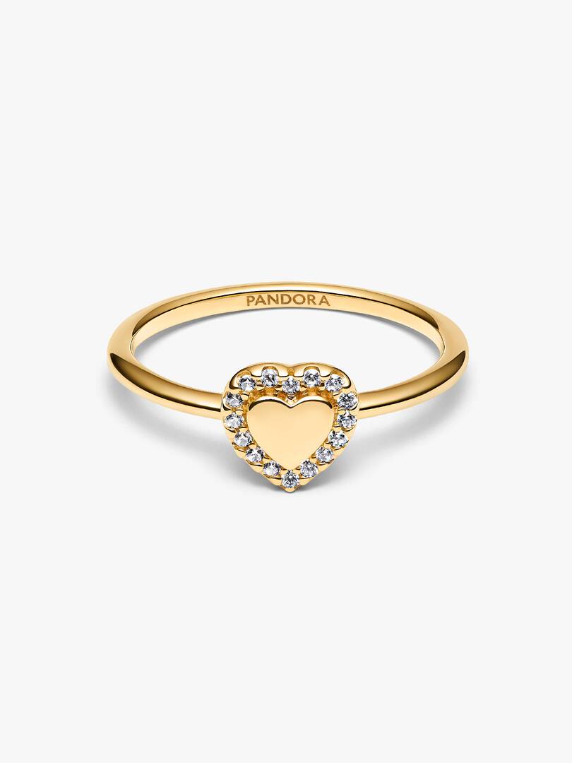 Engravable Heart Halo Ring 14k gold plating