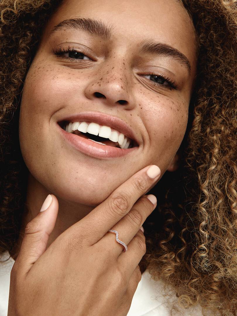 Sparkling Wave Ring 14k rose gold plating