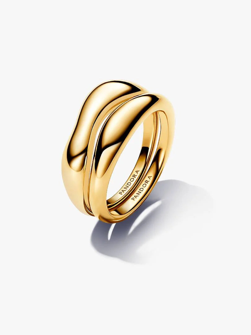 Organically Shaped Stacking Rings 14k gold plating