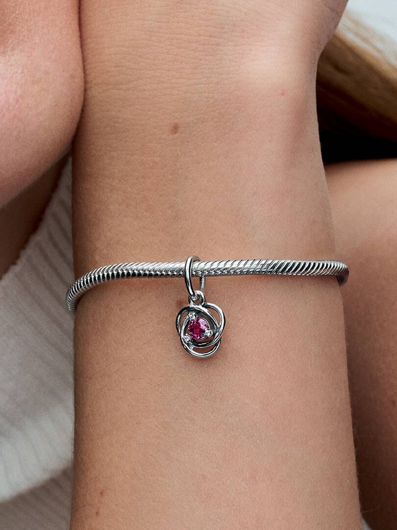 FINAL SALE - Pink Eternity Circle Dangle Charm Sterling silver