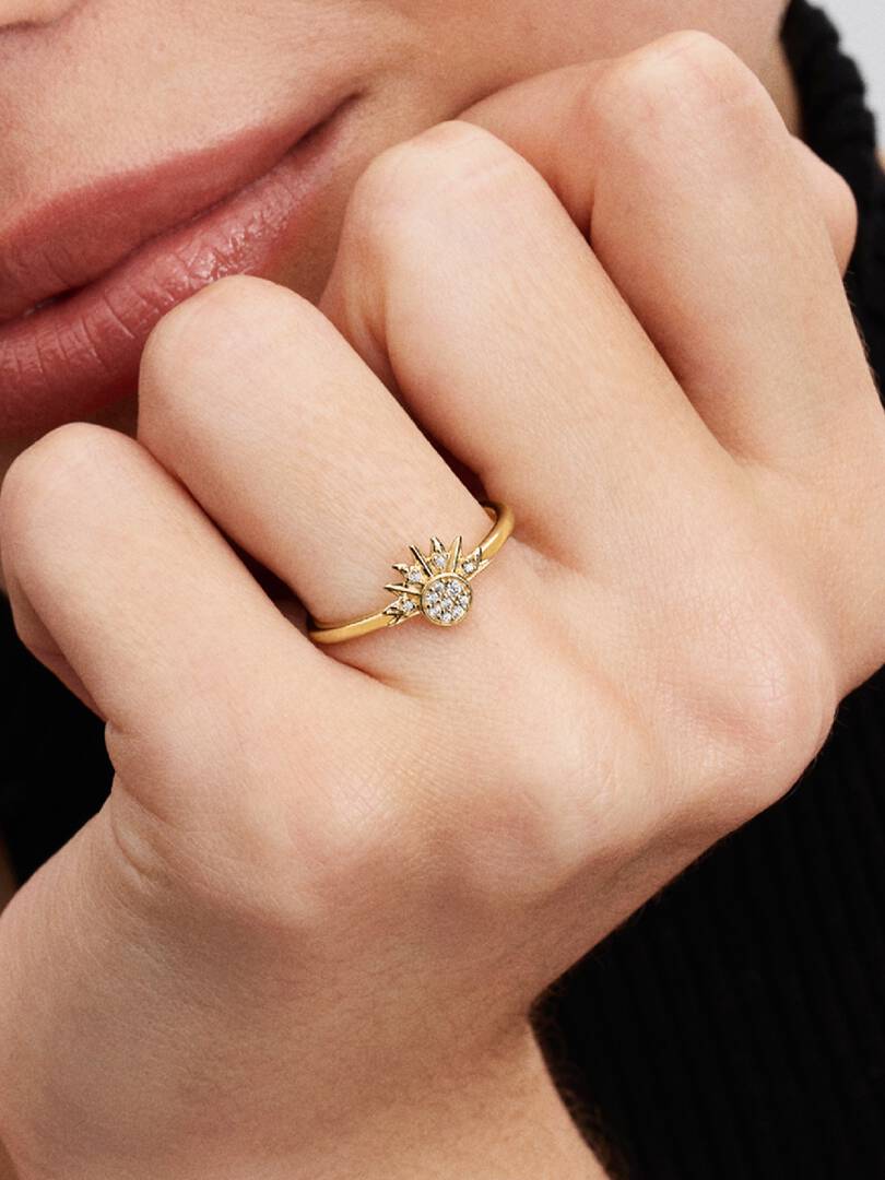 Celestial Sparkling Sun Ring 14k gold plating