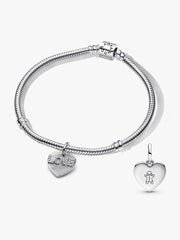 BE LOVE Engravable Love Heart Charm Bracelet Set 2 Quantity