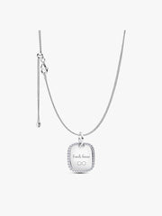 Engravable Sparkling Square Tag Pendant Necklace 2 Quantity