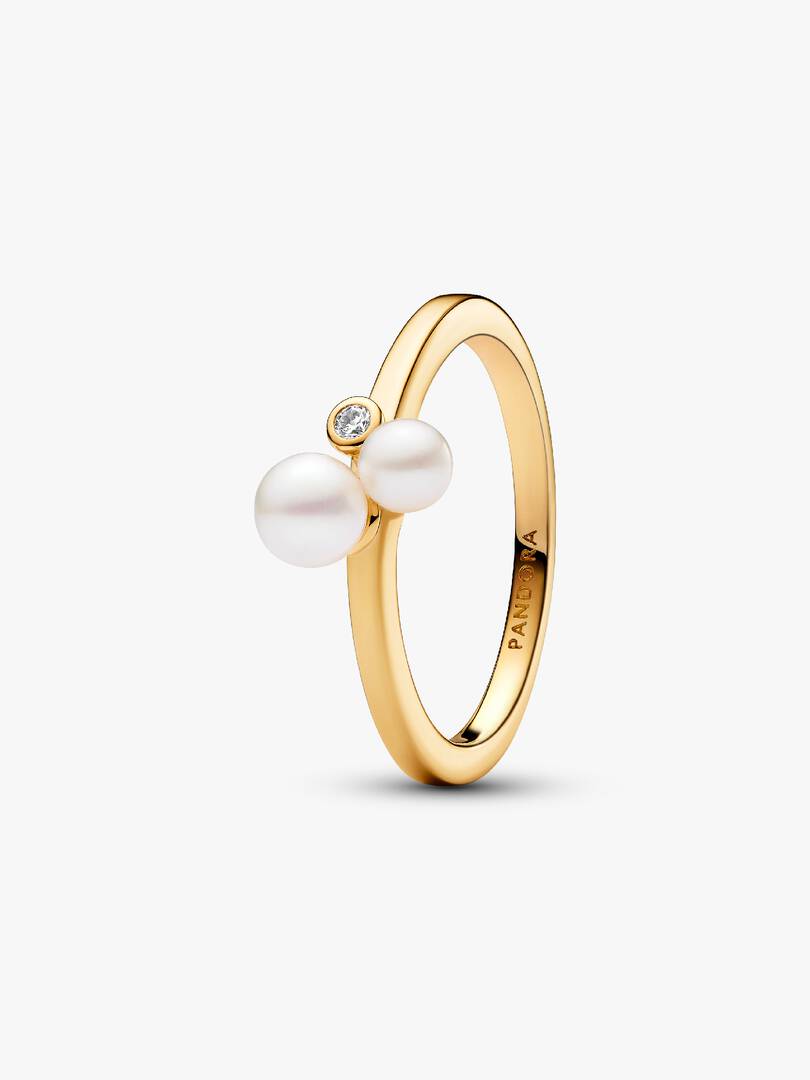 FINAL SALE - Duo Treated Freshwater Cultured Pearls Ring 14k gold plating