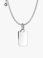 Engravable Rectangle Tag Pendant Necklace Set 2 Quantity