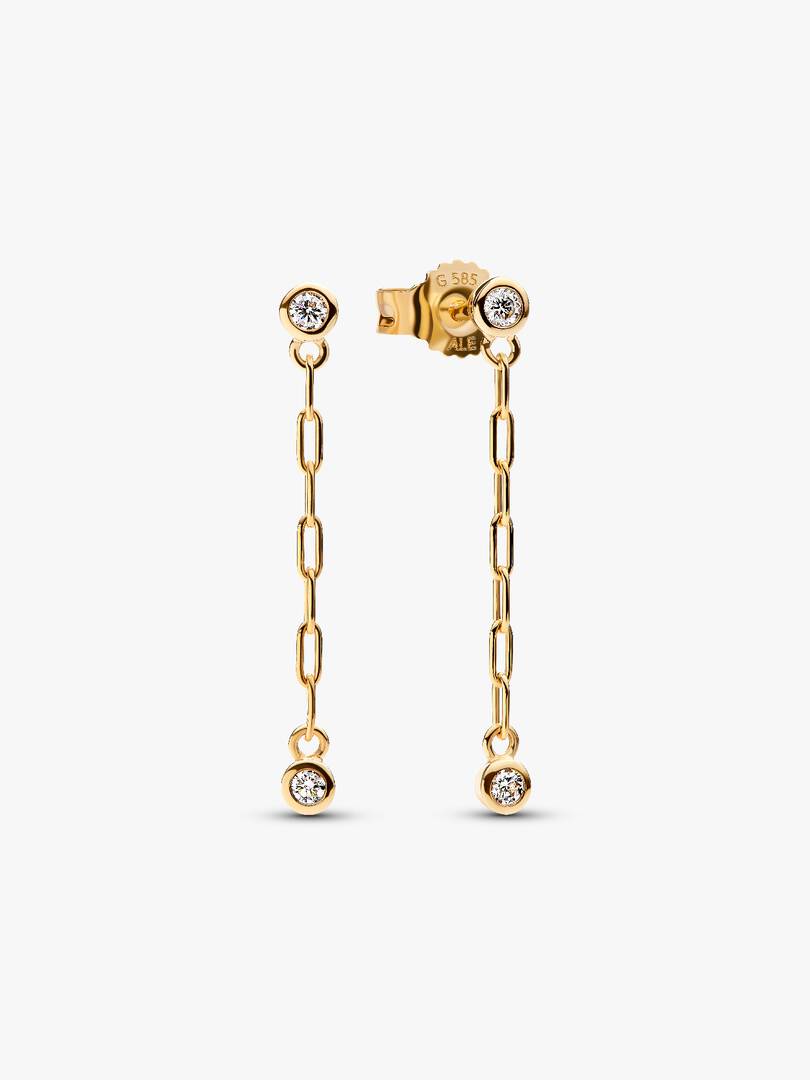 Pandora Era Bezel Lab-Grown Diamond Paperclip Chain Drop Earrings 0.12 ct TW, 14k gold