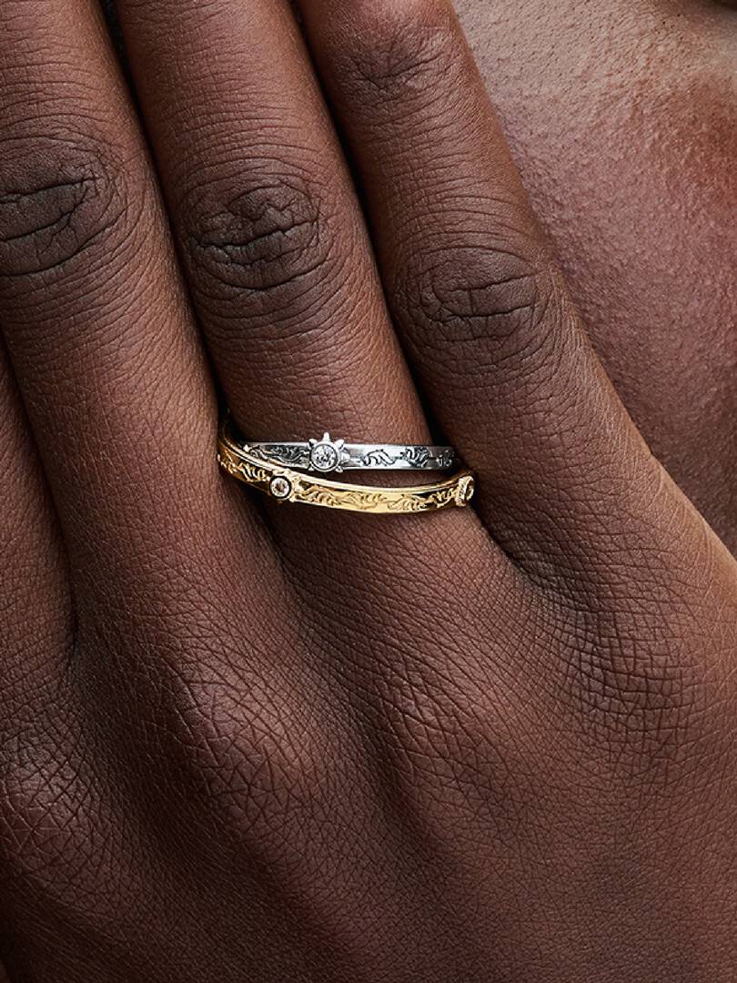 FINAL SALE - Game of Thrones Spinning Astrolabe Ring Sterling silver, 14k gold plating