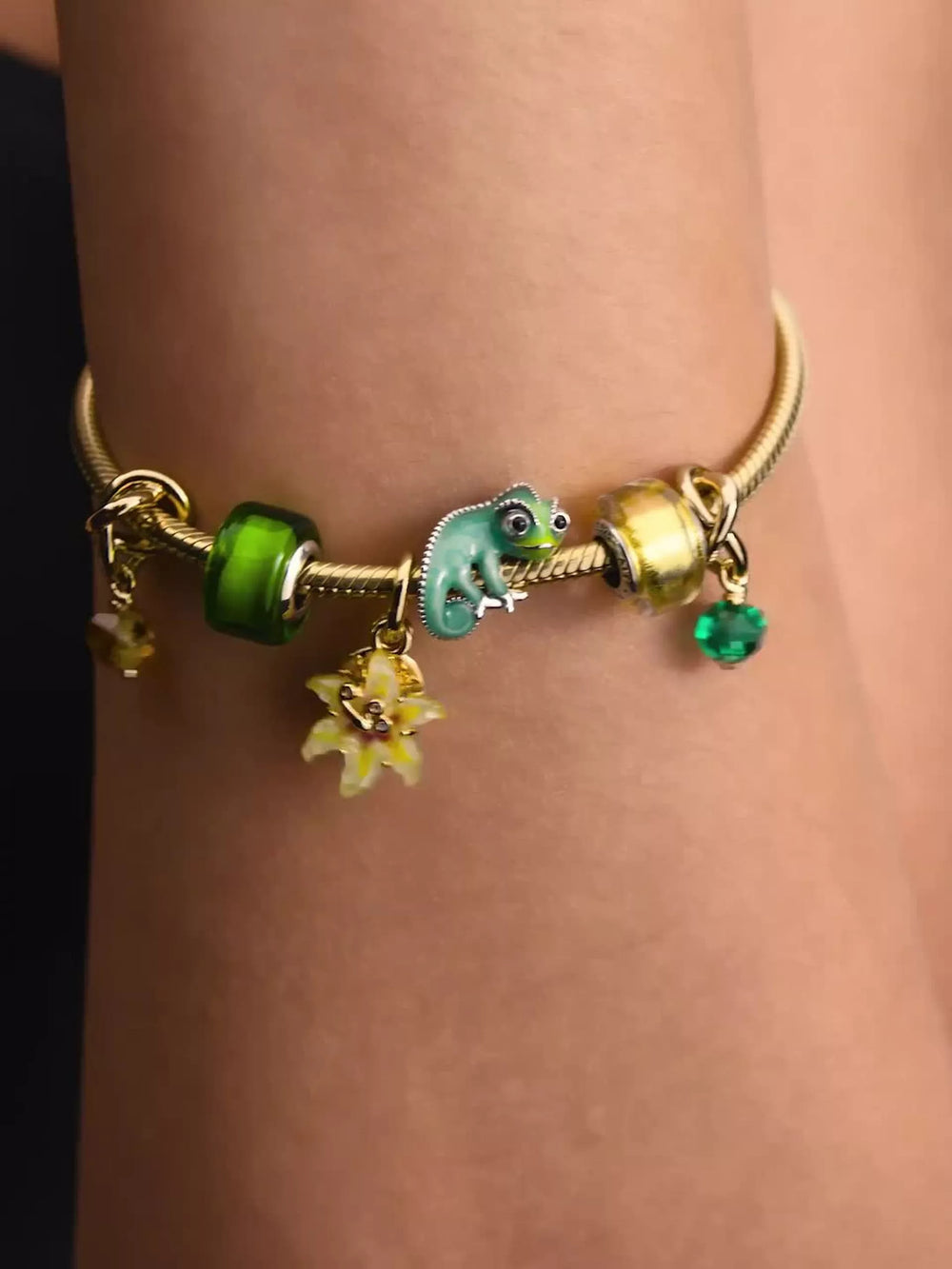 Faceted Honey Eternity Circle Dangle Charm 14k gold plating