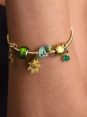 Faceted Honey Eternity Circle Dangle Charm 14k gold plating