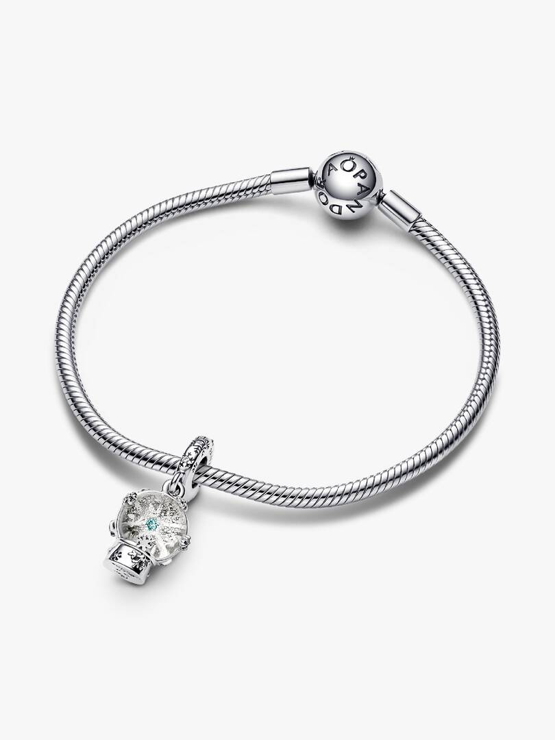 Snowflake Snow Globe Dangle Charm Sterling silver