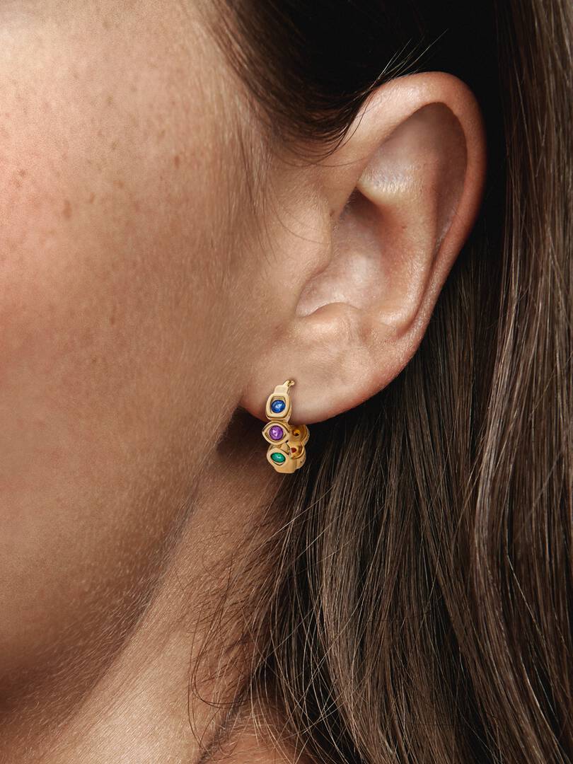 Marvel The Avengers Infinity Stones Hoop Earrings 14k gold plating