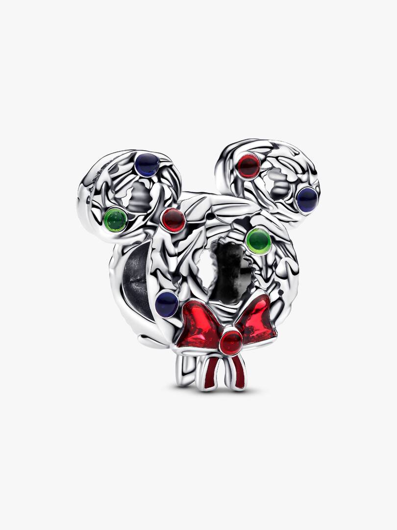 Disney Mickey Mouse Christmas Wreath Charm Sterling silver