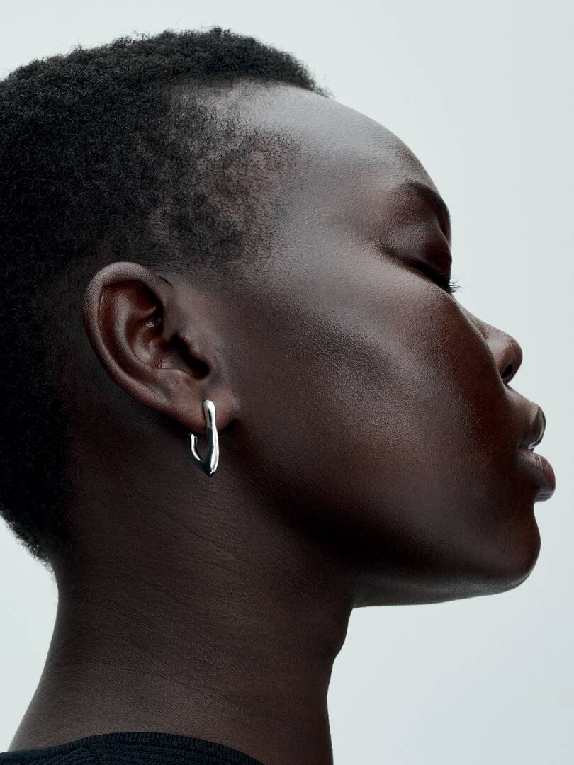 FINAL SALE - Organically V-shaped Open Hoop Earrings Sterling silver