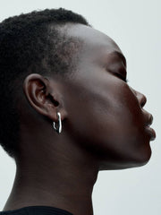 FINAL SALE - Organically V-shaped Open Hoop Earrings Sterling silver