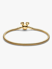 Disney Mickey Mouse Clasp Moments Snake Chain Bracelet 14k gold plating
