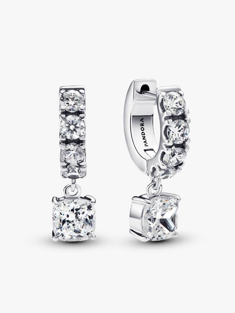FINAL SALE - Pavé Dangle Hoop Earrings Sterling silver