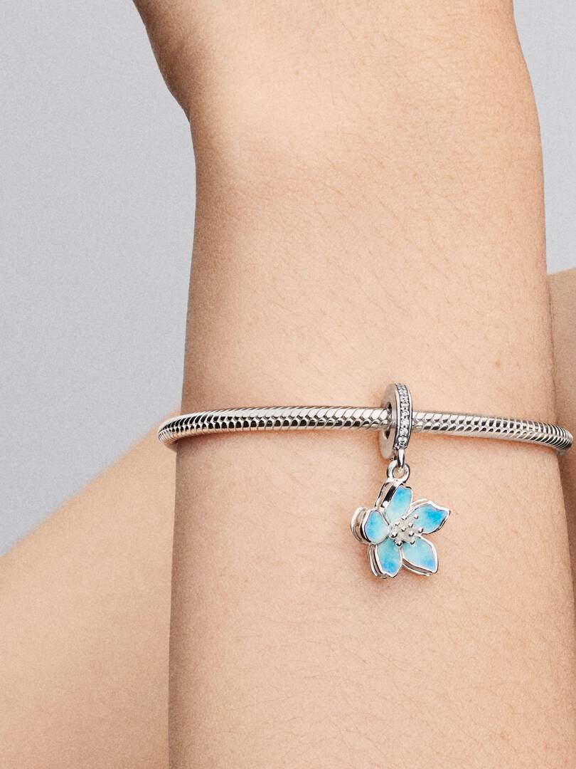 Blue Blossom Dangle Charm Sterling silver
