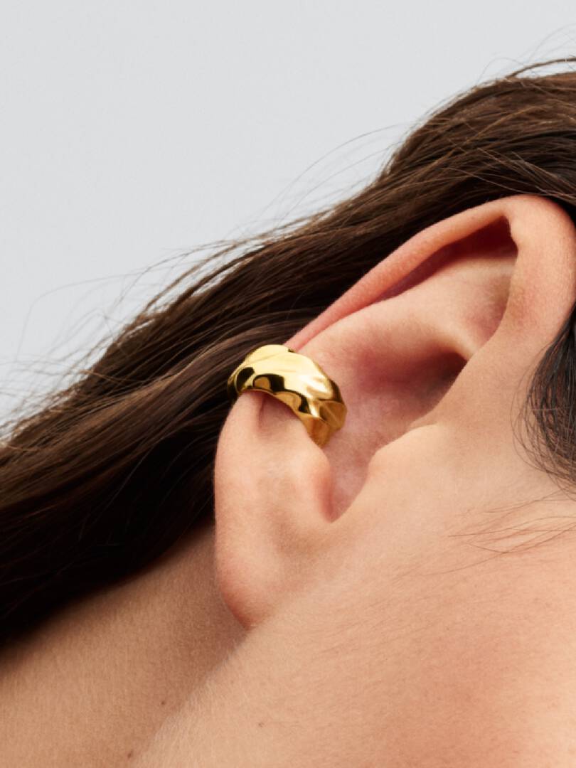 FINAL SALE - Rippled Ear Cuff 14k gold plating