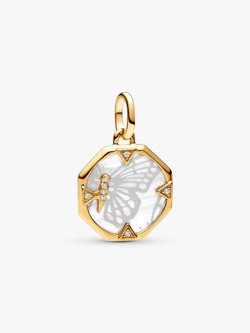 Pandora ME Pearlescent Butterfly Medallion Charm 14k gold plating