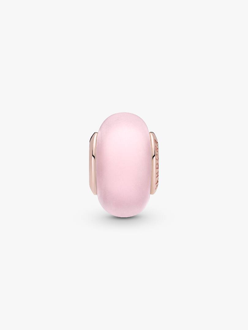 Matte Pink Murano Glass Charm 14k rose gold plating