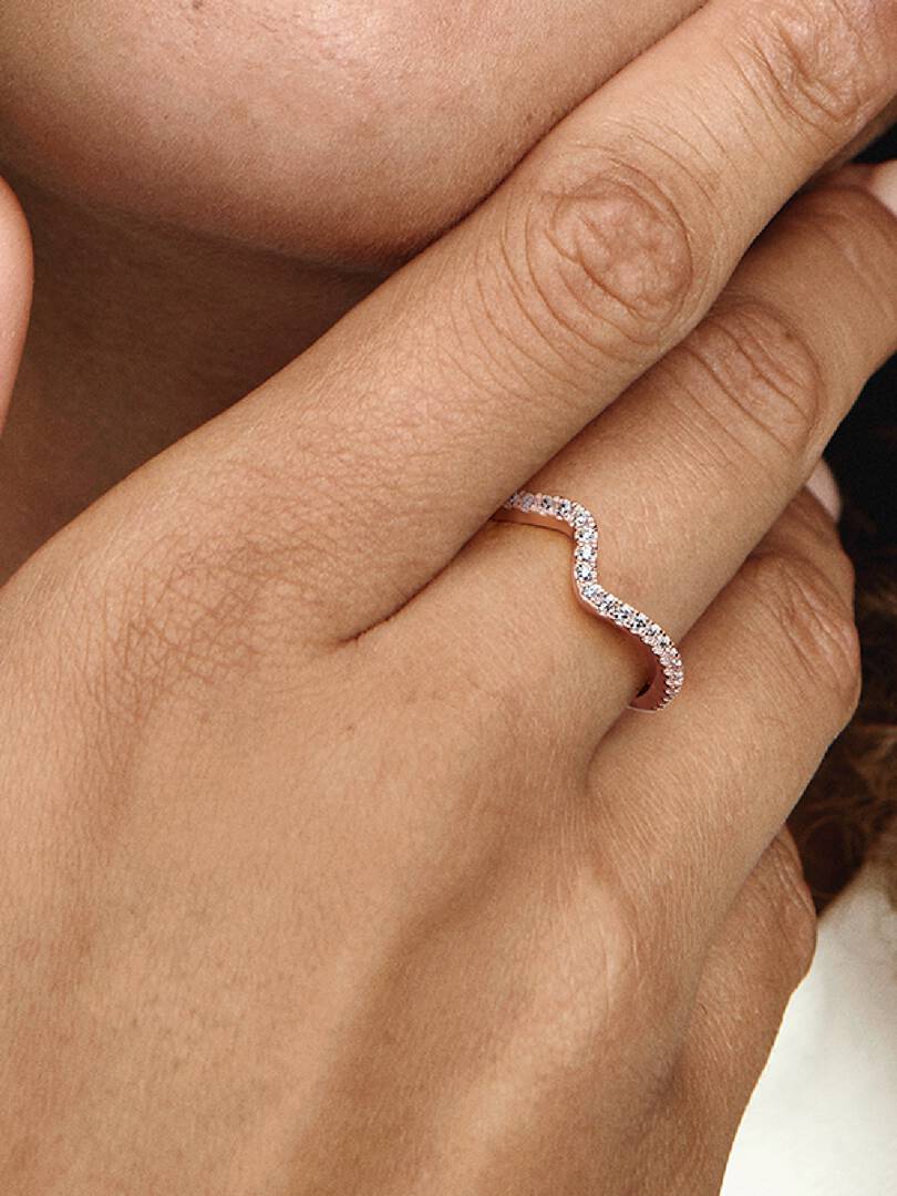 Sparkling Wave Ring 14k rose gold plating