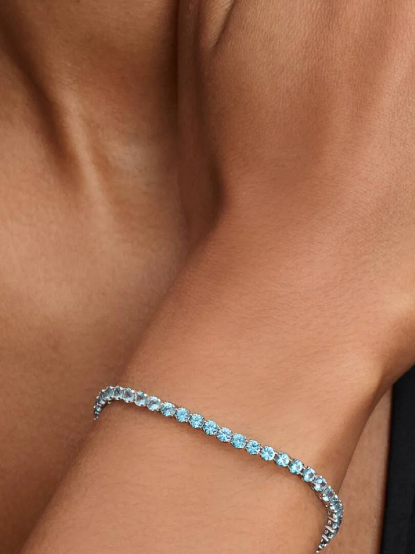 Sparkling Light Blue Tennis Bracelet Sterling silver