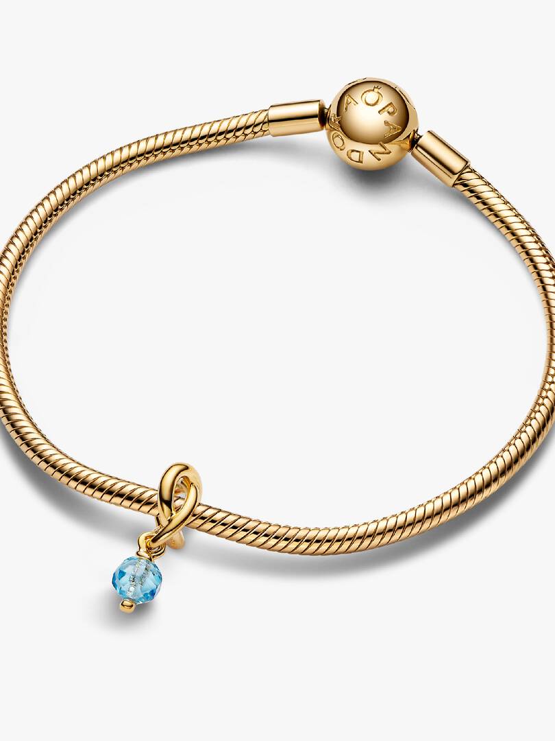 Faceted Sea Aqua Blue Eternity Circle Dangle Charm 14k gold plating