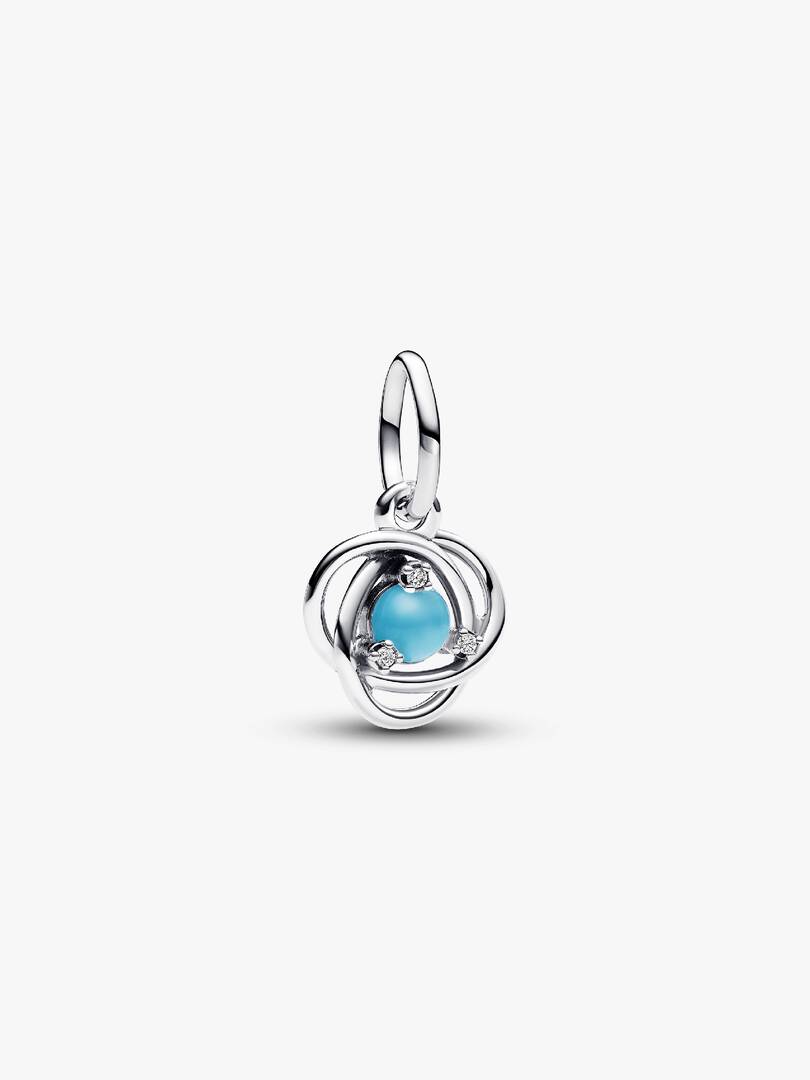 FINAL SALE - Turquoise Blue Eternity Circle Dangle Charm Sterling silver