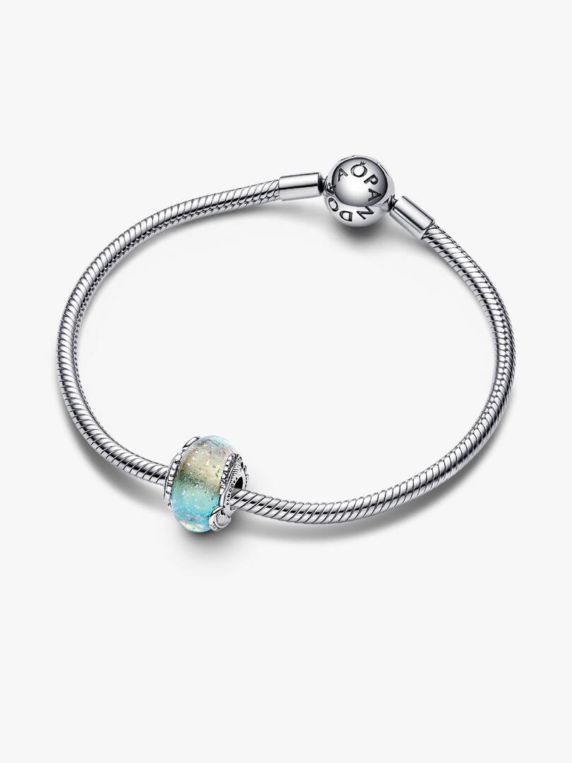 Multicolour Murano Glass & Curved Feather Charm Sterling silver