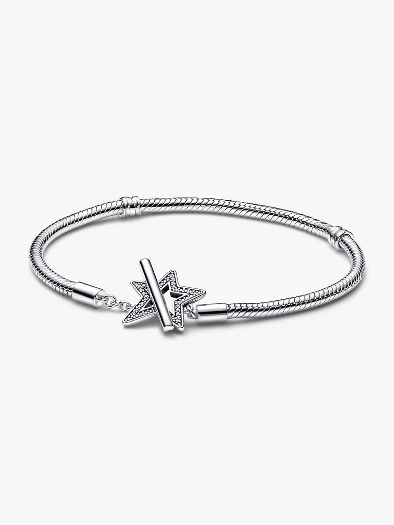 FINAL SALE - Pandora Moments Asymmetric Star T-bar Snake Chain Bracelet Sterling silver