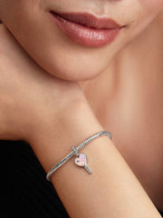 Opalescent Heart Key Dangle Charm Sterling silver