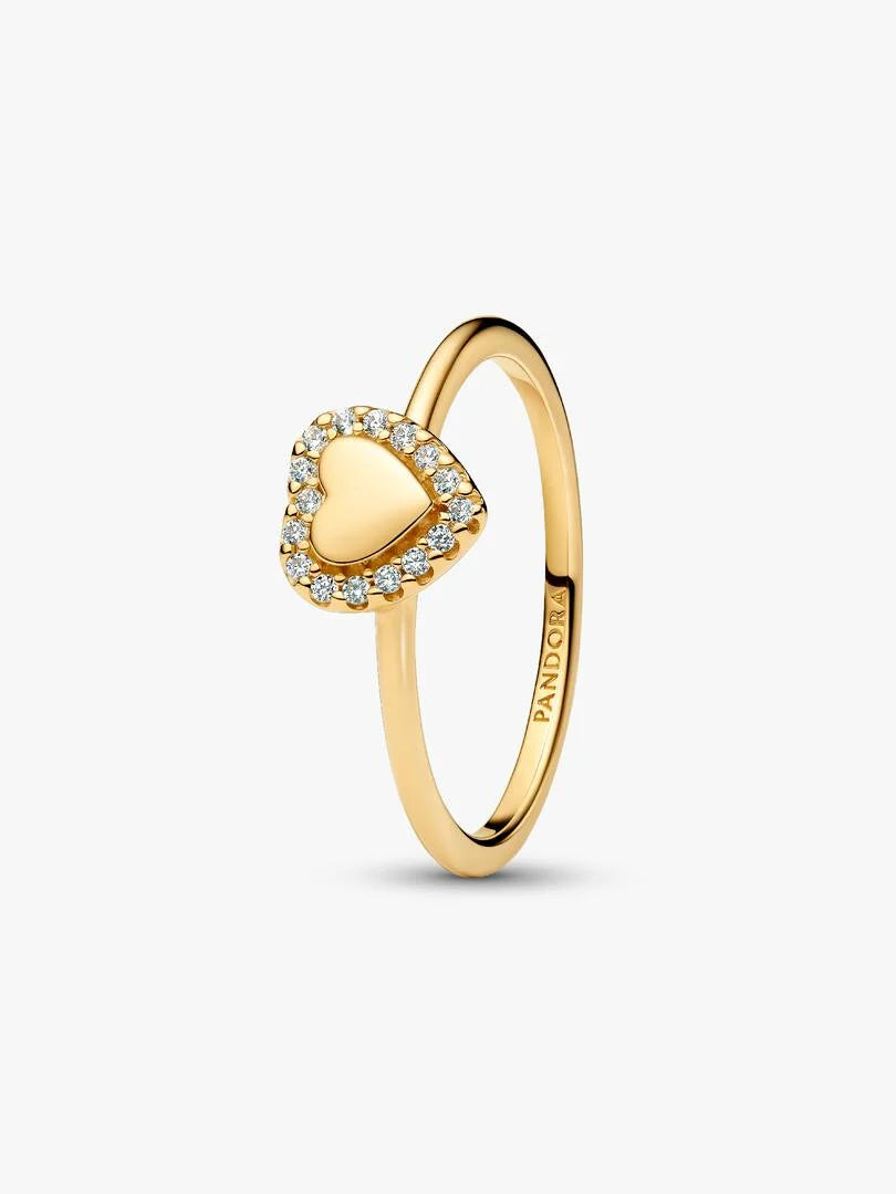 Engravable Heart Halo Ring 14k gold plating