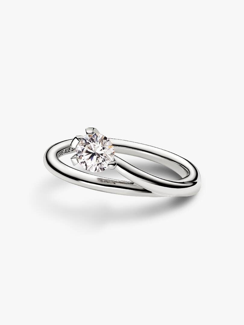 FINAL SALE - Pandora Nova 14k White Gold Lab-grown Diamond Asymmetric Ring 0.50 ct TW, 14k white gold