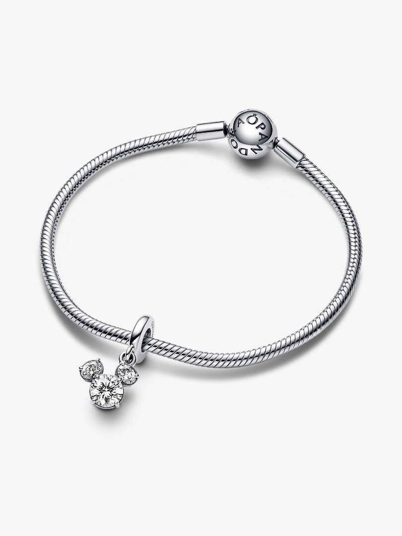 Disney Mickey Mouse Sparkling Head Silhouette Dangle Charm Sterling silver