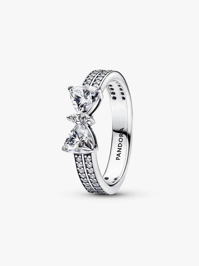 Sparkling Bow Double-row Ring Sterling silver